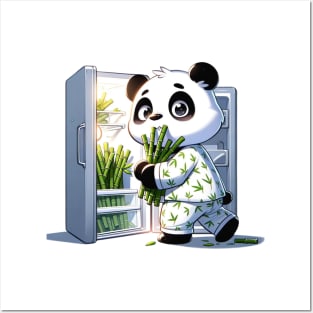 Midnight Snack Panda - Adorable Bamboo-Themed Pajama Party Posters and Art